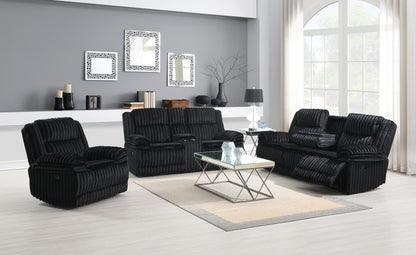 U112 - Corduroy Motion Loveseat - Black