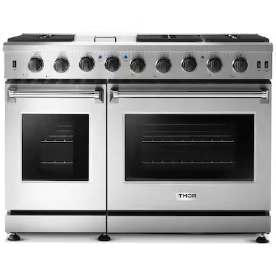 48-in 7 burners 4.6-cu ft / 2.2-cu ft Convection Oven Freestanding Double Oven Gas Range ( Stainless steel )