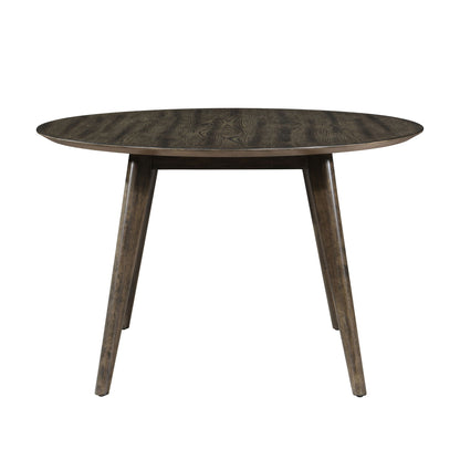 Rex - 48" Round Dining Table & 4 Open Back Chairs - Dark Brown