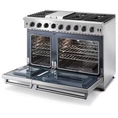 48-in 7 burners 4.6-cu ft / 2.2-cu ft Convection Oven Freestanding Double Oven Gas Range ( Stainless steel )