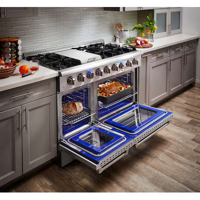 48-in 6 burners 4.2-cu ft / 2.5-cu ft Convection Oven Freestanding Liquid Propane Double Oven Gas Range ( Stainless Steel )