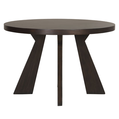 Chestnut Ridge - 5 Piece Dining Room Set (Round 47" Table & 4 Chairs) - Brown / Beige