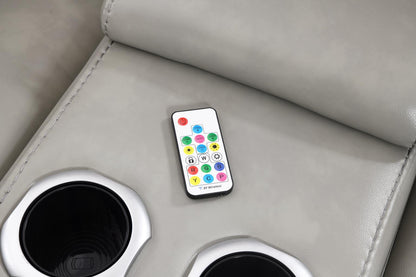 U55 - 3 Piece Power Sectional With Bluetooth Speaker, And Wireless Charger, Multi Color LED - Gray / Beige