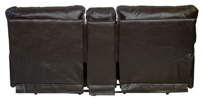 Wembley - Italian Leather Power Lay Flat Reclining Console Loveseat With Power Adjustable Headrest - Chocolate