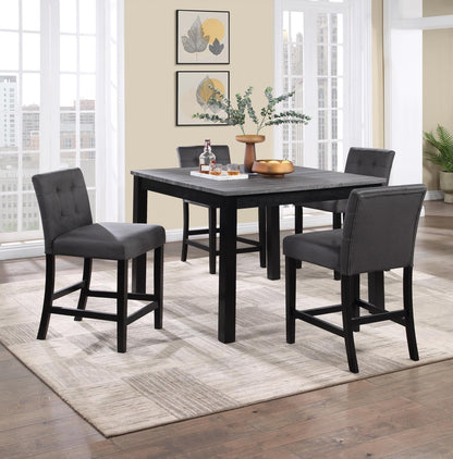 D199 - 5 Piece Dining Room Set (Counter Table, 4 Chairs) - Gray