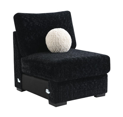 U281 - 6 Piece Setional With Right Chaise (1 LAF + 1 Wedge + 2 Armless Chair + 1 Console + 1 RAF Chaise) - Black