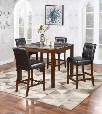 D203 - 5 Piece Dining Room Set (Counter Table, 4 Chairs) - Brown