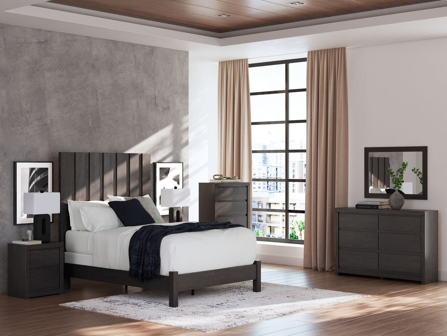 Fraluna - Six Drawer Dresser - Charcoal