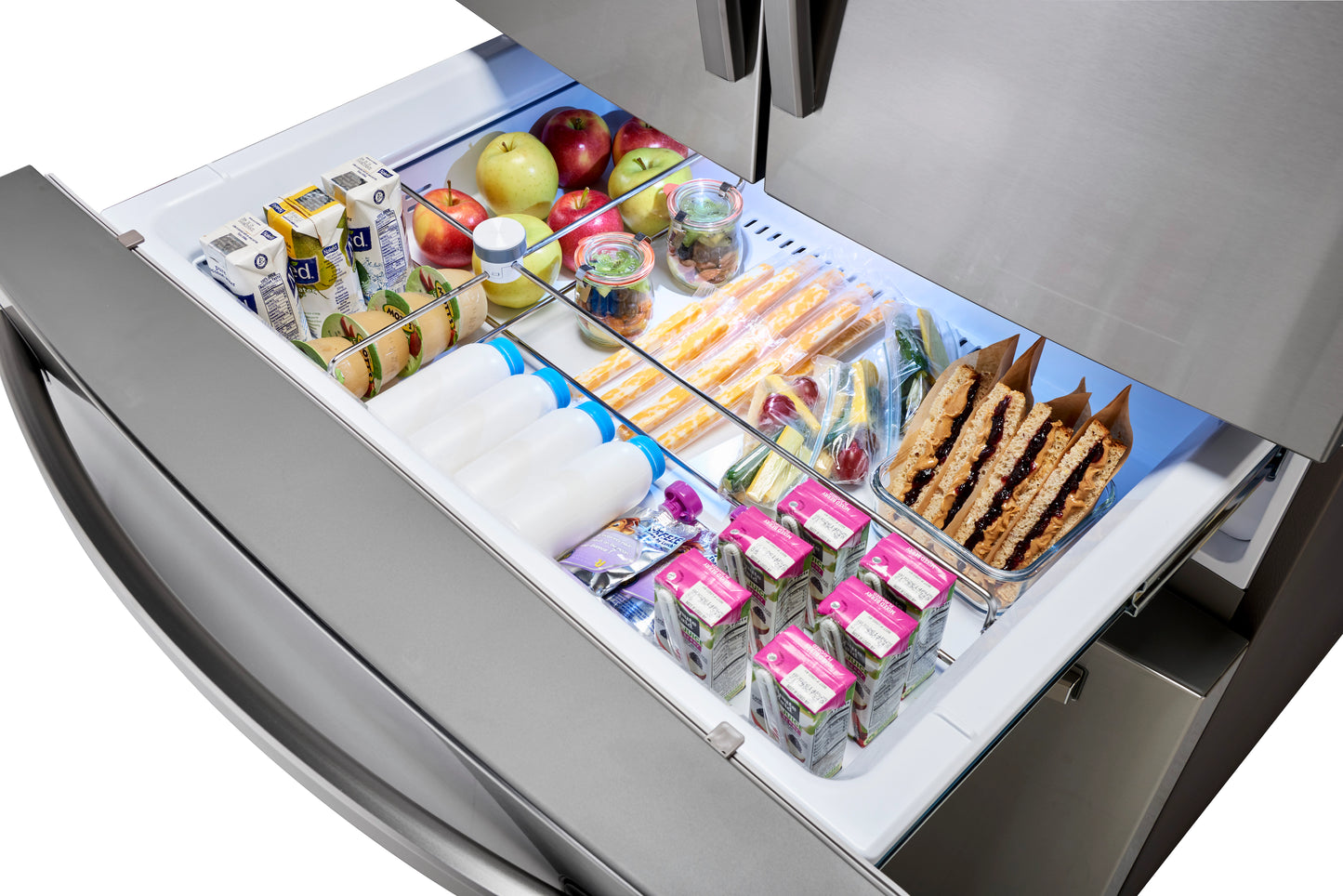 Refrigerador Food Showcase de 4 puertas francesas de 28 pies cúbicos en acero inoxidable