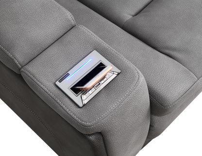 U77 - Power Reclining With Power Headrest, Storage Arms / USB And Wireless Charger Loveseat - Slate