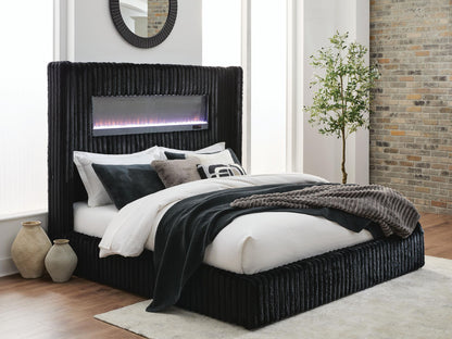 Tayleena - Upholstered Bed With Fireplace And Wireless Audio