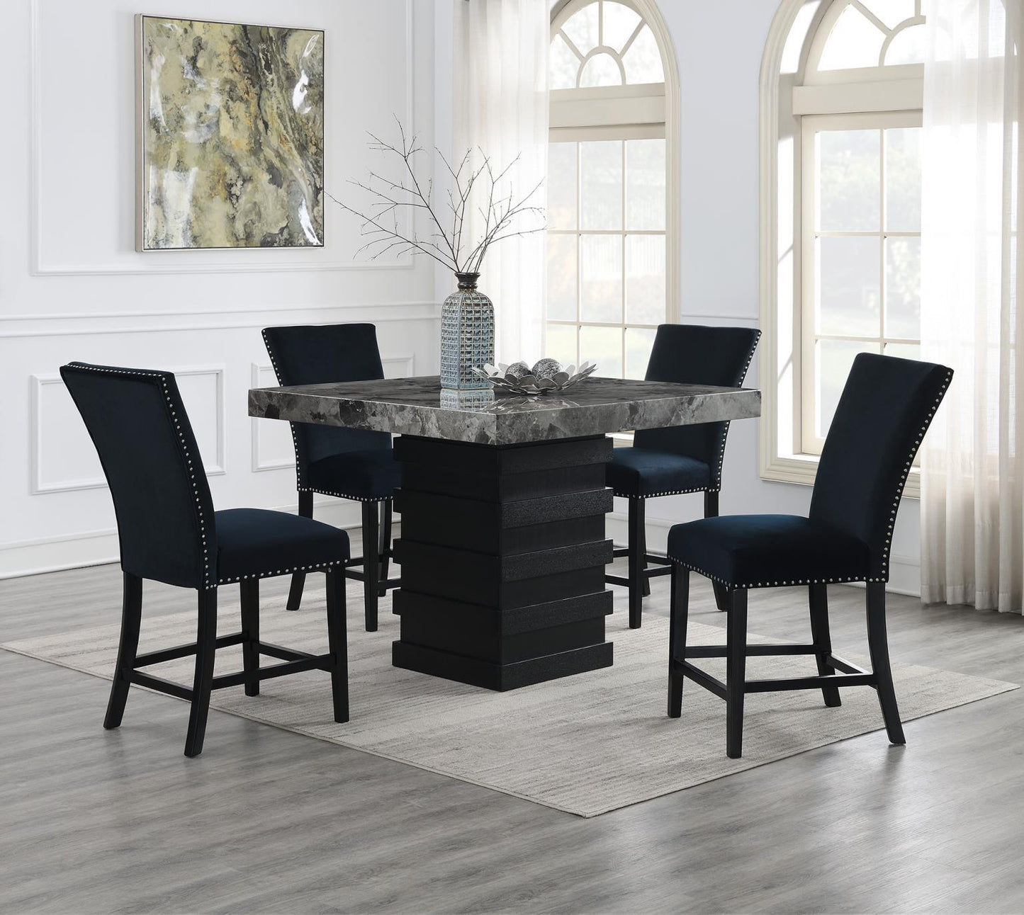 D136 - Faux Marble Counter Table - Gray