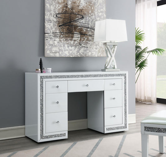 G-325 - Glamour Vanity Set (MDF Dresser + Mirror Bluetooth Speaker With Lights) - White