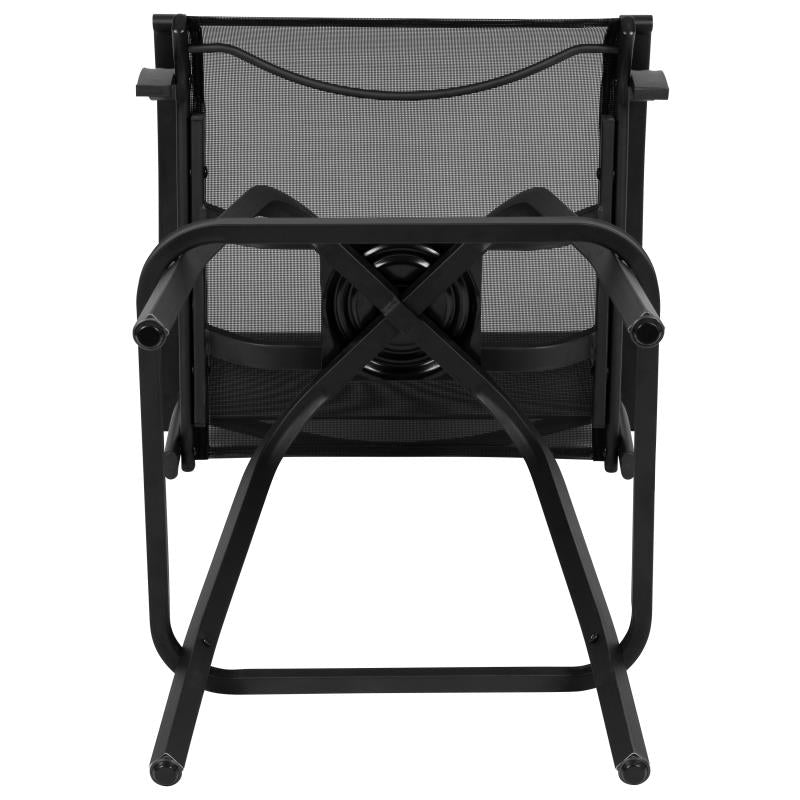 Valerie Patio Bar Height Stools Set of 2, All-Weather Textilene Swivel Patio Stools with High Back & Armrests