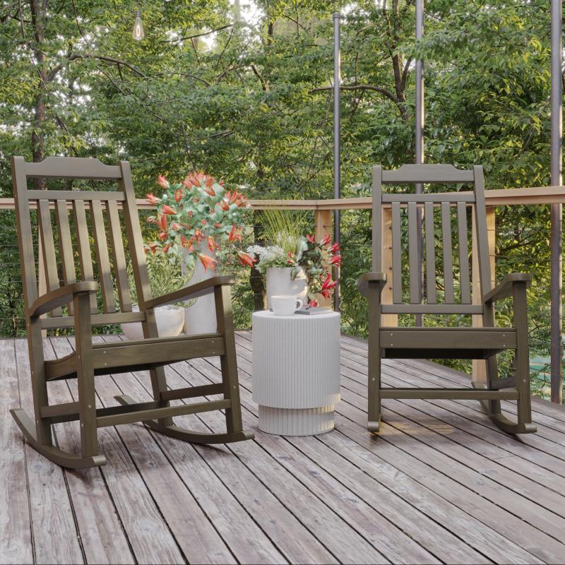 Winston All-Weather Rocking Chair in White Faux Wood, Set of 2