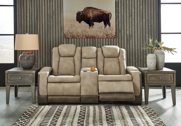 Next-Gen DuraPella Two-Tone Performance Fabric Dual Power Reclining Loveseat with Console