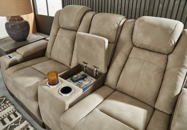 Next-Gen DuraPella Two-Tone Performance Fabric Dual Power Reclining Loveseat with Console