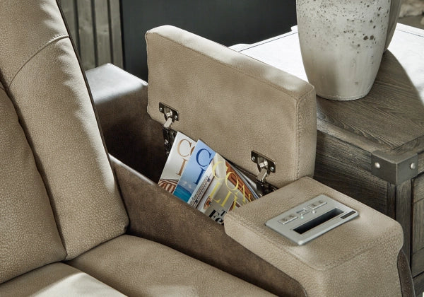 Next-Gen DuraPella Two-Tone Performance Fabric Dual Power Reclining Loveseat with Console