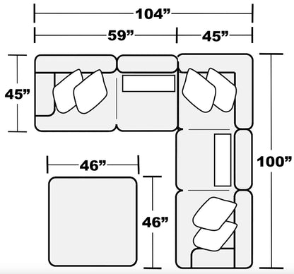 Logan - Upholstered Sectional With Comfort Coil Seating - 46" Cocktail Ottoman And Accent Pillows Included