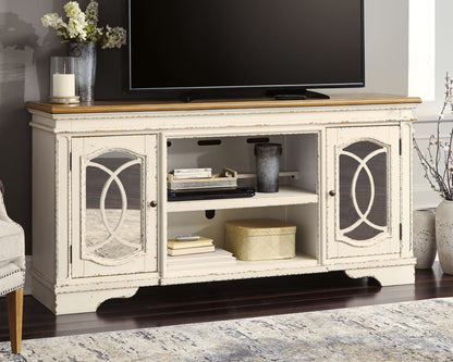 Realyn - XL TV Stand w/Fireplace Option - Chipped White
