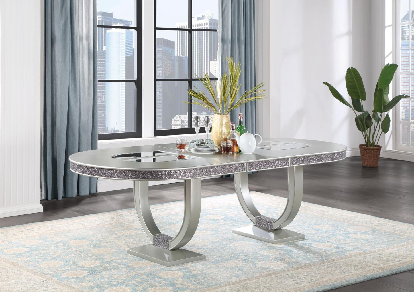 D107 - Round Back Side Chair (Set of 2) - Shimmer Silver