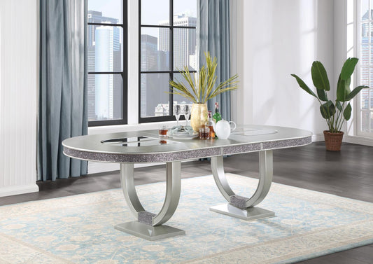 D107 - Round Back Side Chair (Set of 2) - Shimmer Silver