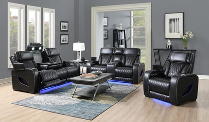 U70 - Power Reclining With Power Headrest, Massage, Heat, Ambient Lighting, Storage Arms / USB - Black