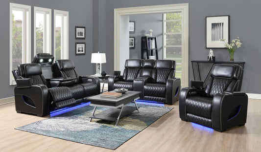 U70 - Power Reclining Sofa With Power Headrest, Reading Light, Massage, Heat, Ambient Lighting - Black