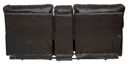 Wembley - Italian Leather Match Lay Flat Reclining Console Loveseat - Chocolate