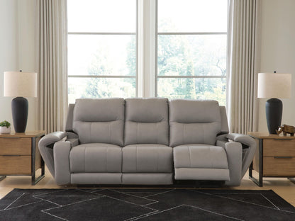Real Moments - Power Reclining Sofa With Audio Seating - Ash