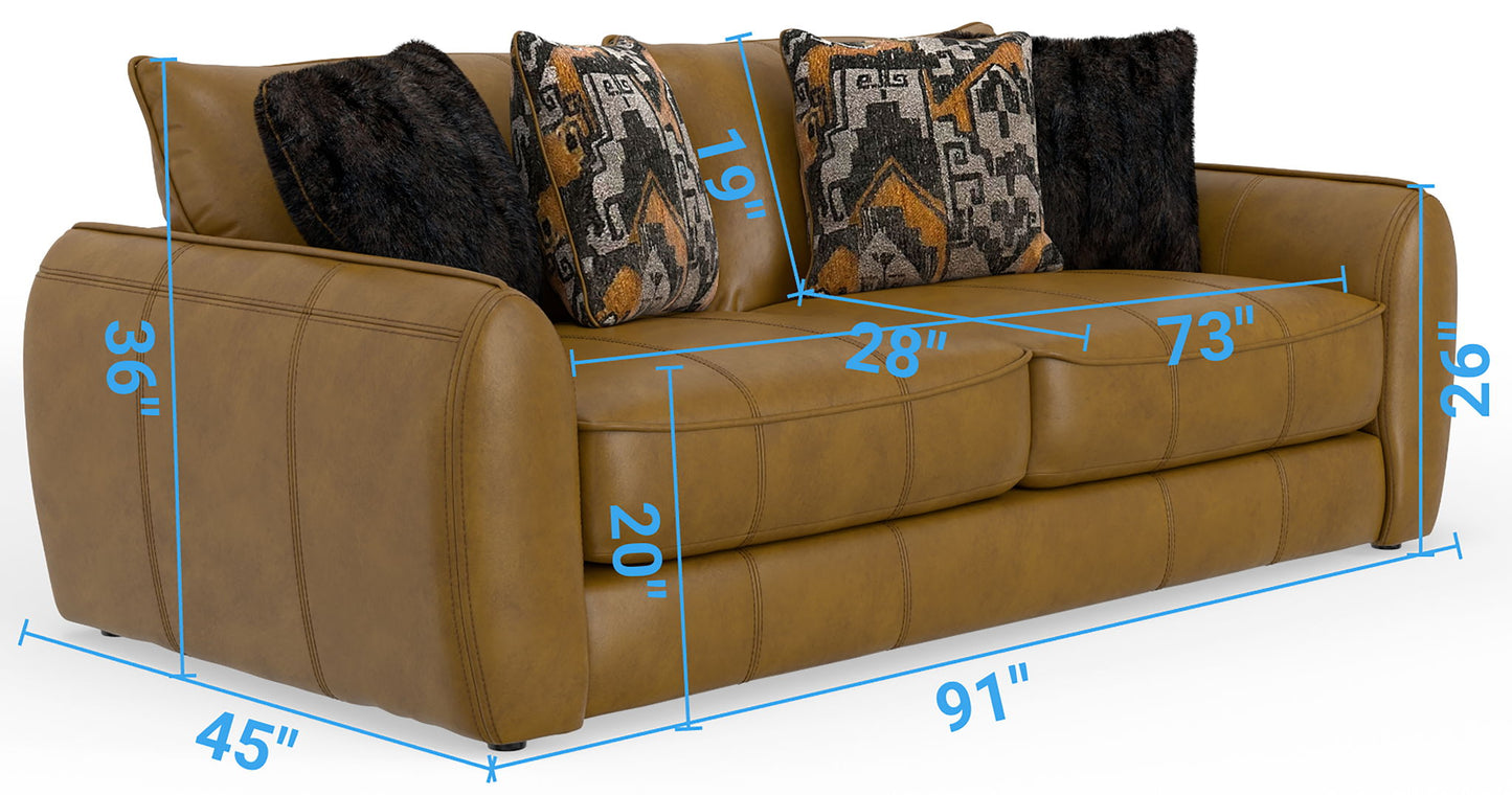 Corvara - Top Grain Italian Leather Match Sofa - Caramel