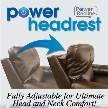 Wembley - Italian Leather Power Lay Flat Reclining Console Loveseat With Power Adjustable Headrest - Chocolate