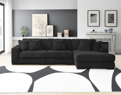 U242 - 7 Piece Setional With Right Chaise (1 RAF Chaise + 3 Armless Chair + 1 LAF + 1 Wedge + 1 Console) - Without Ottoman - Black