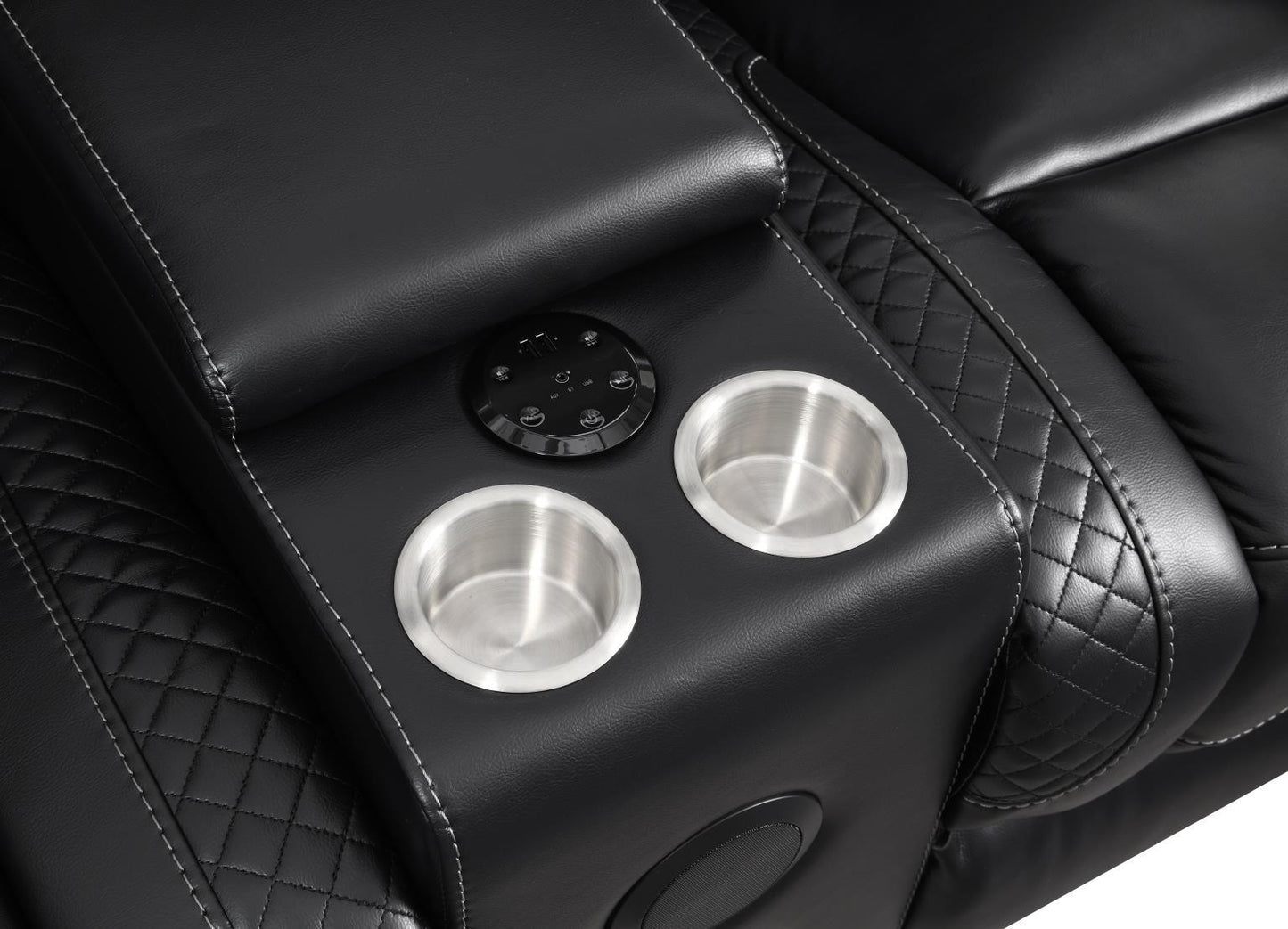 U92 - LED Power Reclining With Power Headrest, And Drop Down Table Sofa - Black