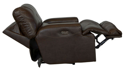 Wembley - Italian Leather Match Power Lay Flat Recliner With Power Adjustable Headrest & Lumbar - Chocolate