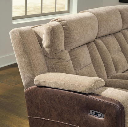 Mixed Motion - Power Reclining Sofa With Adjustable Headrest - Brownstone