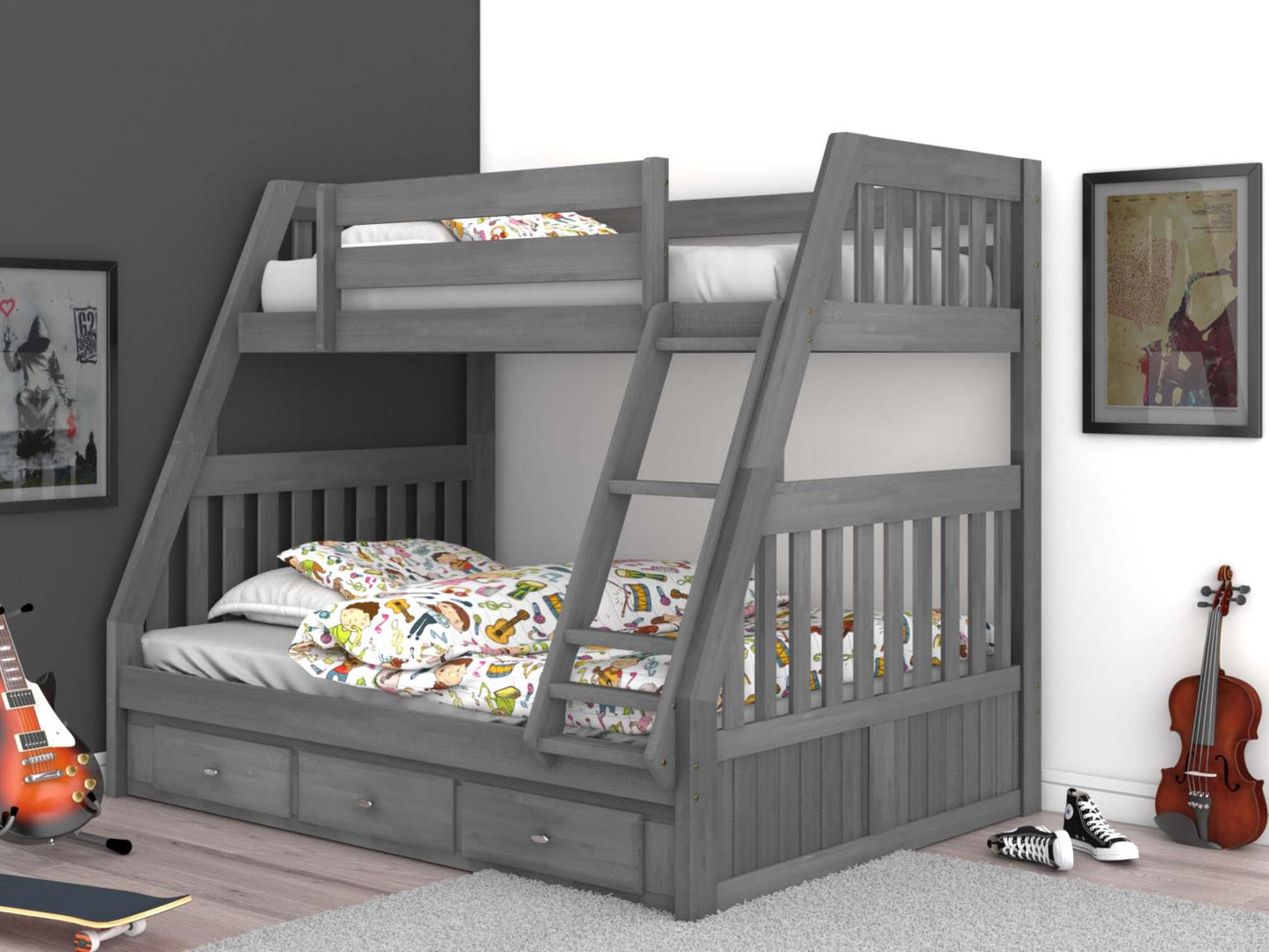 Bunk Bed in Charcoal