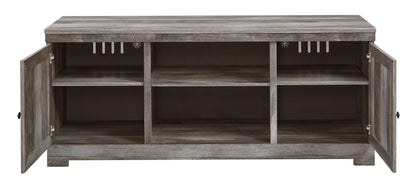 Wynnlow - 63" TV Stand With Glass/Stone Fireplace Insert - Gray