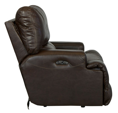 Wembley - Italian Leather Match Power Lay Flat Recliner With Power Adjustable Headrest - Chocolate