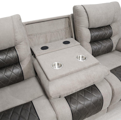 U142 - Motion Sofa With Drop Down, And Two Wireless Chargers - Charcoal