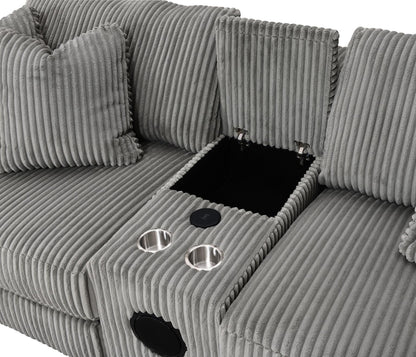 U243 - 6 Piece Sectional (2 Armless Chairs, 1 Console, 1 Right Chaise, 1 LAF Seat, 1 Wedge) - Gray