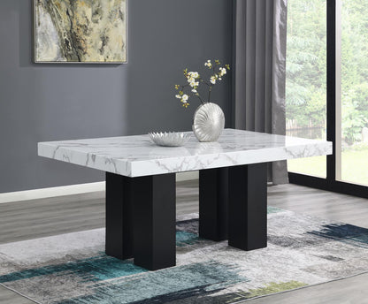 D131 - Faux Marble Dining Table - White / Black