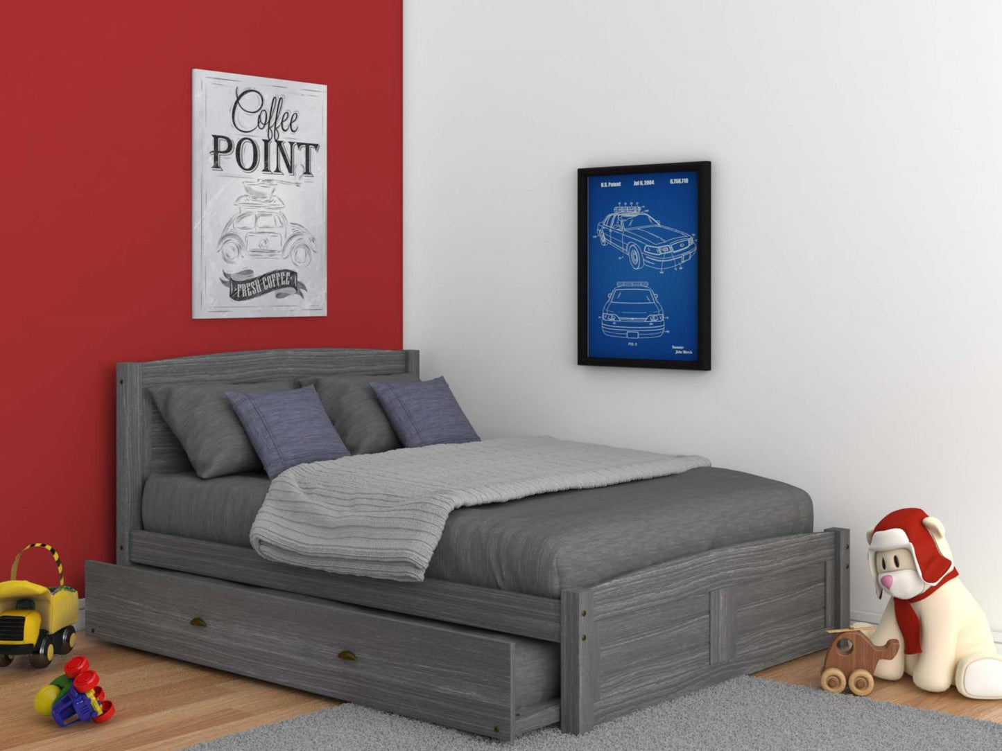 Platform Bed in Charcoal