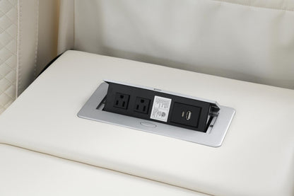U94 - LED Power Reclining With Power Headrest, Bluetooth Speaker, And Drop Down Table Loveseat - White