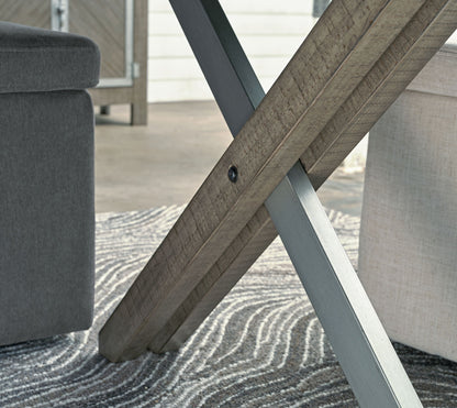 Krystanza - 9 Pc. - Dining Room Table, 8 Oatmeal Side Chairs - Weathered Gray