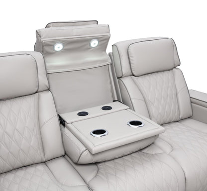 U71 - Power Reclining Loveseat With Power Headrest, Massage, Heat, Ambient Light, Storage Arms / USB And Wireless Charger - Gray