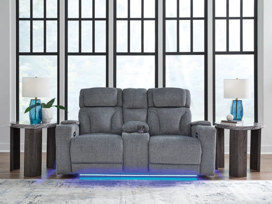 Studio Cave Next-Gen Nuvella™ Performance Fabric Dual Power Reclining Loveseat with Console
