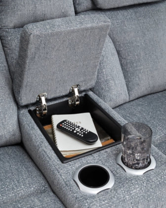 Studio Cave Next-Gen Nuvella™ Performance Fabric Dual Power Reclining Loveseat with Console