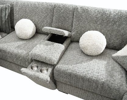 U282 - 6 Piece Setional With Right Chaise (1 LAF + 1 Wedge + 2 Armless Chair + 1 Console + 1 RAF Chaise) - Gray