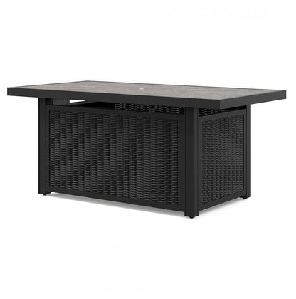 Beachcroft - Rectangular Fire Pit Table - Black / Light Gray